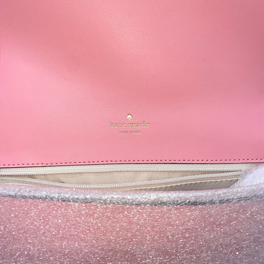 Kate Spade Lena mini flap pink pebble leather crossbody bag - Picture 5 of 5